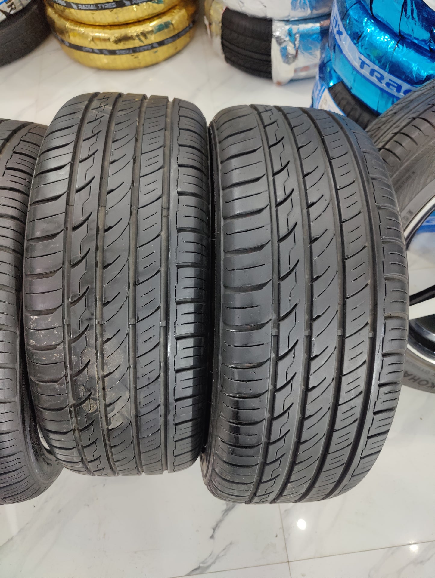 Black Racing Wheels with Almost New Tyres
