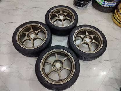 Black Racing Wheels with Almost New Tyres