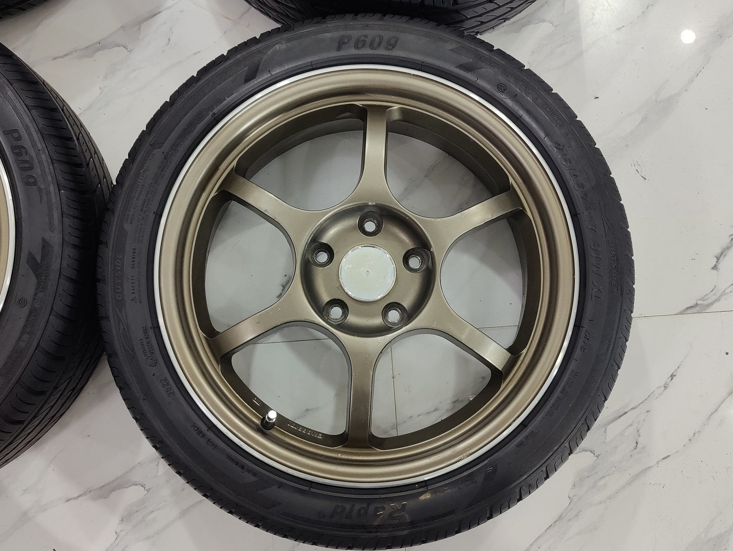 Black Racing Wheels with Almost New Tyres