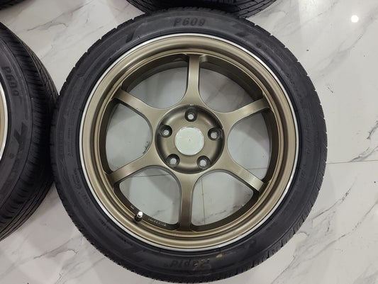 Black Racing Wheels with Almost New Tyres