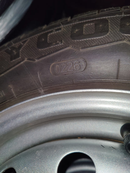 145/80/13 almost new tyres set 2026&13 steel wheels