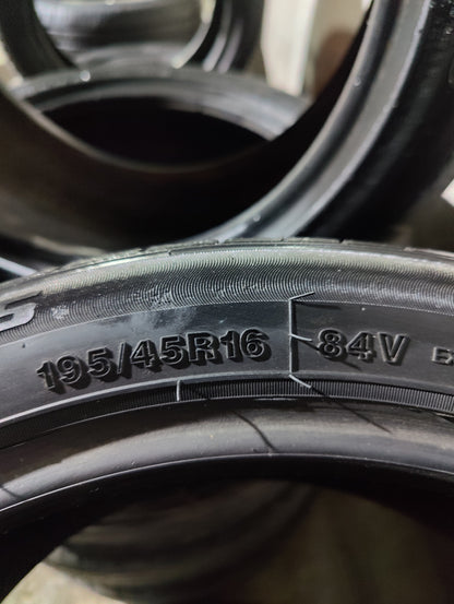 195/45/16 A plus used tyres set available almost new condition